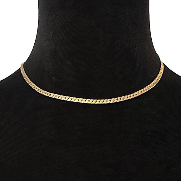 1/20 12 KT Gold Chain Vintage Necklace C Clasp Signed16 Inch Length - Picture 1 of 4